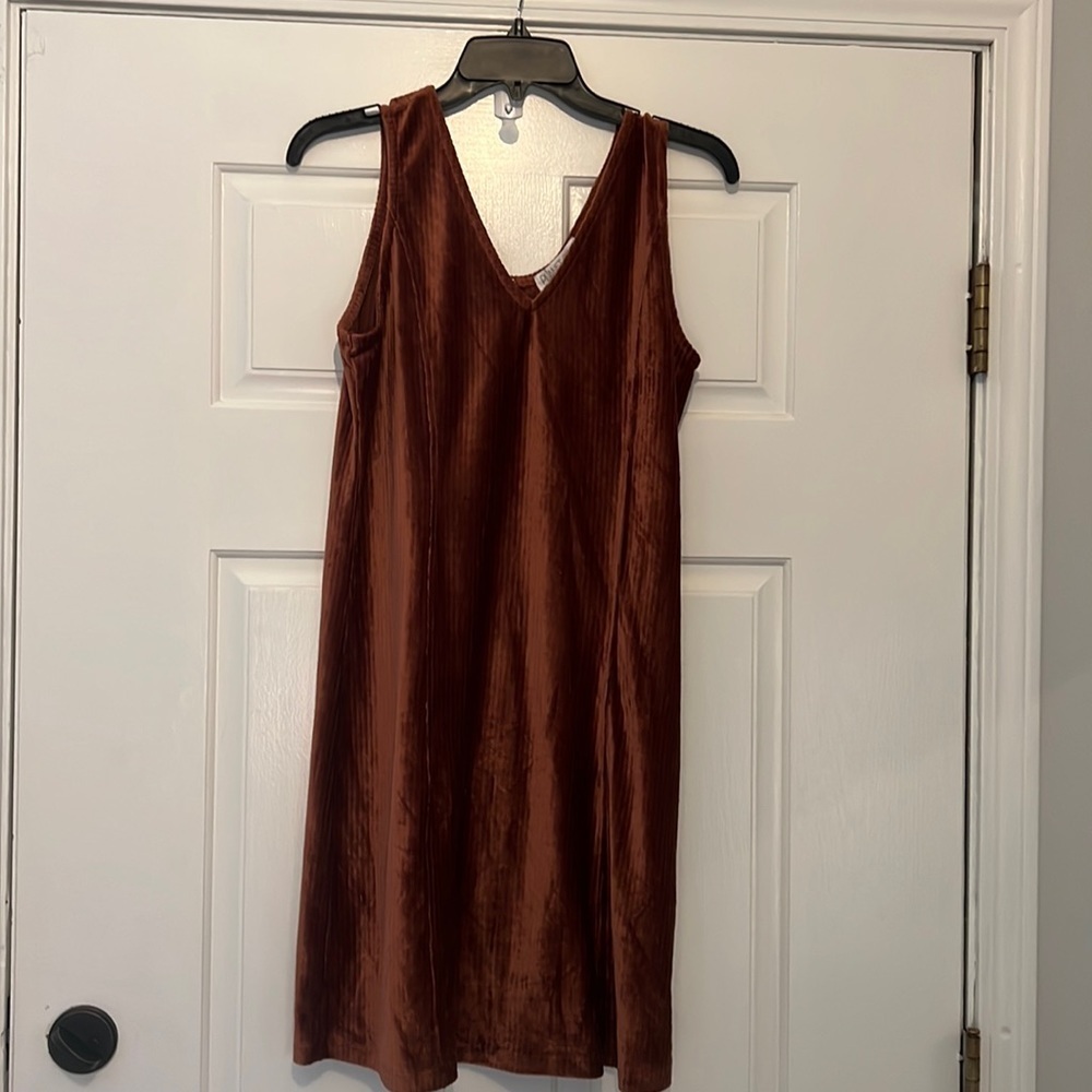planet gold brown velvety corduroy dress